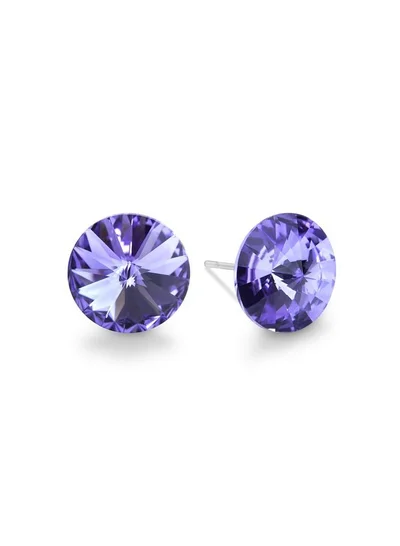 Seona Seona Ella 10mm Crystal Stud Earrings  – Hypoallergenic Stainless Steel Stud Earrings for Women, Elegant Crystal Rivoli Jewelry Earrings for Everyday and Special Occasions -  Tanzanite